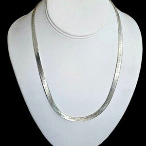 Sterling Silver Italy 6.7mm Wide Herringbone Necklace 20" Chain Unisex 23.7g 925